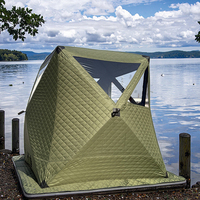 Tente de sauna de pêche sur glace quatre saisons Warmfire Oxford triple couche avec grande fenêtre, une chambre, résistante à la neige, montage rapide et automatique