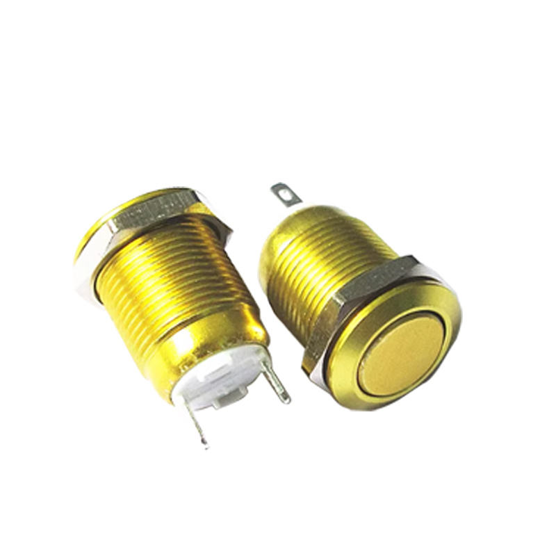 12mm Metal Oxidation Push Button Switch Welded Foot 2Pin Flat Head Waterproof Self-reset Push Button Switch