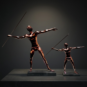Juego de 2 Esculturas Figurativas de Aluminio, Decoración Artística Contemporánea para Mesa, Figuras Hechas a Mano para Sala de Estar, Jaffs Exports - Product Image 2