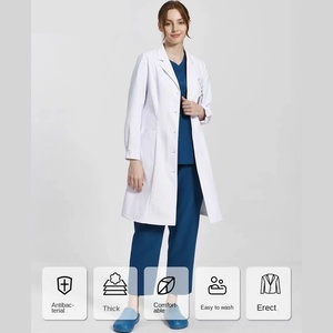 Blouse de laboratoire médicale blanche haut de gamme KONIKU, tissu polyester Dobby infroissable, unisexe, uniforme d'étudiant/médecin printemps/été - Product Image 2