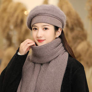 <span class=keywords><strong>Ensemble</strong></span> 2 pièces : <span class=keywords><strong>Béret</strong></span> et <span class=keywords><strong>écharpe</strong></span> tendance, chaud et polyvalent, pour le cyclisme, protection des oreilles, collection automne-hiver, version coréenne - Product Image 6