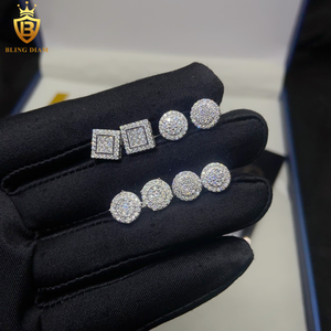 En Stock Mode HipHop Style VVS Moissanite <span class=keywords><strong>Boucle</strong></span> <span class=keywords><strong>D</strong></span>'<span class=keywords><strong>oreille</strong></span> Glacé Moissanite <span class=keywords><strong>Diamant</strong></span> Boucles <span class=keywords><strong>D</strong></span>'oreilles 925 <span class=keywords><strong>Argent</strong></span> Boucles <span class=keywords><strong>D</strong></span>'oreilles Hommes Femmes - Product Image 4