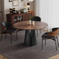 Table à manger classique haut de gamme de style rétro, table à manger en bois vintage de luxe avec petite table tournante, table à manger ronde pour la maison