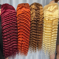 Perruque Full Lace HD 613, 30 pouces, densité 200, Deep Wave, en cheveux vierges brésiliens bruts 613 à cuticules alignées, blonde
