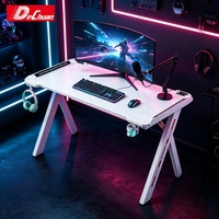 Bureau de jeu blanc à prix d'usine, 100/120/140 cm, multi-tailles, bureau d'ordinateur E-sport avec supports pour accessoires