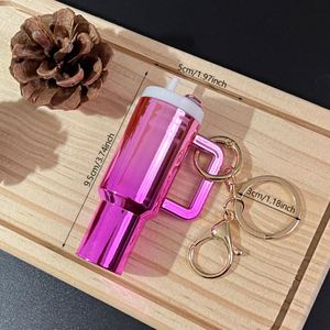 Gradient Color Mini Cup Keychain Acrylic <b>Key</b> Chain Ornaments Tumbler Cup Lipstick Storage Holder Removable Lids 3D Cups Keychain - Product Image 4