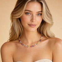 Collar de Cadena con Circonitas Cuadradas y en Forma de Lágrima, Chapado en Cobre, Cadena de Bambú, Joyería de Moda para Mujer