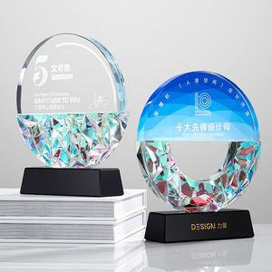 Plaques de médailles de trophées en cristal coloré haut de gamme sur mesure pour les équipes d'employés exceptionnels Prix honorifiques créatifs - Product Image 2