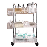 Chariot de rangement multi-niveaux en plastique pour salon, cuisine, maison, étagère mobile pour livres et collations, chariot à roulettes en acrylique