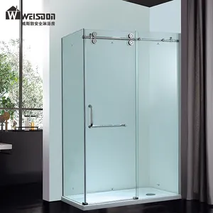 Personnalisé rectangle sans cadre en verre trempé salle de douche coulissante pour salle de bain