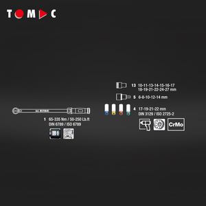 Conjunto de Chaves de Torque de Precisão e Soquetes TOMAC em Aço Cromo Vanádio com 23 Peças e Encaixe de 1/2 Polegada para Reparo de Ferramentas Automotivas e de Caminhões - Product Image 3