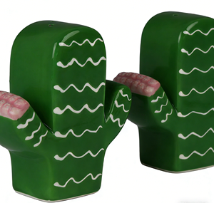 Ensemble sel et poivre en forme de <span class=keywords><strong>cactus</strong></span> vert - Cadeau écologique amusant pour les amateurs de plantes - Décoration de table de cuisine - Bouteilles à épices en céramique mignonnes - Product Image 4