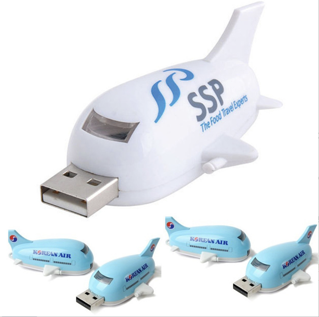 Custom Cartoon Aircraft USB Flash Drive Creative Gifts Pen Drive Airplane Shaped Memory Stick Soft PVC U Disk