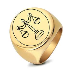Bague Balance 22MM en Acier Inoxydable Poli, Bijou Homme, Cadeau, Couleur Or Argent, Design Géométrique, Style Rétro - Product Image 4