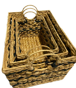 ตะกร้าใส่ผักตบชวา,ชุดถาดผักตบชวาสำหรับใส่ของในบ้านและจัดระเบียบ - Product Image 6