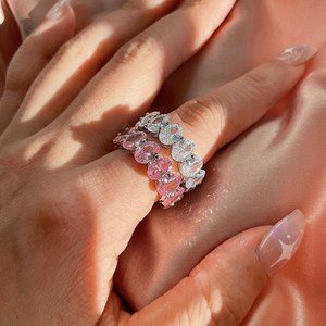 Dylam, штабелируемые золотые кольца <span class=keywords><strong>18K</strong></span> для женщин, розовая вечность, РОЗОВОЕ КРУГЛОЕ циркониевое кольцо, серебро 925 пробы, кольца, ювелирные изделия 2021