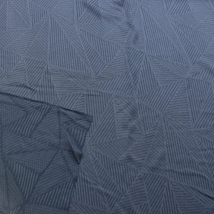 Cationik Polyester Dobby gaya segitiga Jersey tunggal rajutan Jacquard cepat kering cocok Jersey tunggal kain untuk garmen pakaian olahraga
