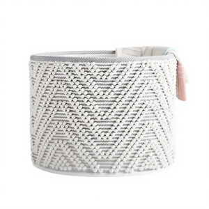 Minimalist Cotton Storage <b>Basket</b> Reusable Household <b>Laundry</b> Organizer <b>White</b> Weaved Pattern Foldable Design - Product Image 1