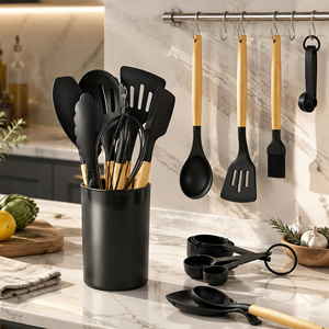 33 Piece Silicone <b>Cooking</b> Utensil Set Heat Resistant Kitchen Tool <b>Kit</b> Spatula Turner Scoop Whisk Scissors - Product Image 4
