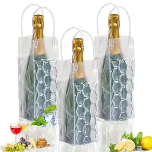 Custom Refillable Sublimation Single Beach Gel Red Wine Chill Champagne Bottle Cooler Tote Gift Storage Bag Bags With Wine Pouch