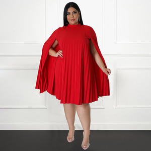 CYD230050 <span class=keywords><strong>elegante</strong></span> Casual Chic manica a fessura a-line abito plissettato Plus Size abbigliamento <span class=keywords><strong>donna</strong></span> alta moda - Product Image 3