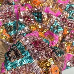 <strong>Lace</strong> <strong>Sequin</strong> Custom <strong>Sequin</strong> Woven Fabric Eco-friendly Woven Mesh Fabric Geometric <strong>Pattern</strong> Home Textiles Accessories - Product Image 5