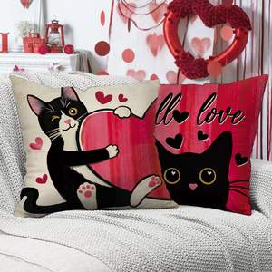 Federa Decorativa Gatto Nero per San Valentino, Gatto Smoking con Cuore Rosa, <span class=keywords><strong>Ti</strong></span> Amo Così Muito, Regalo di San Valentino - Product Image 4