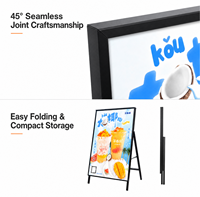 Présentoir publicitaire autoportant en métal 80x120 60x90 avec cadre LED et caisson lumineux fin en acrylique/verre trempé