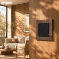 Interrupteur à bascule effet bois 1 poste, panneau noir mat, indicateur LED, moderne et minimaliste, pour maison, bureau, hôtel