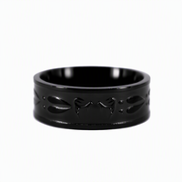 8mm Schwarzer Geätzter Hirschkopf Titan Casual/Sportlicher Ehering Herren Jagdring