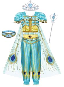 AmzBarley Carnaval Aladdin <span class=keywords><strong>Jasmine</strong></span> Dress up Robe de princesse pour fille Costume d'Halloween <span class=keywords><strong>Jasmine</strong></span> Elsa Role Birthday Party Cosplay - Product Image 3