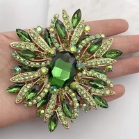 Bros Desain Bunga Berlian Kerangka Rhinestone Mewah Gaya Barok untuk Jas, Pakaian, Aksesoris, Hadiah Pesta Liburan