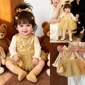 Tongxingyuan Chinese Style Winter Girls' Tutu Dress Long Sleeve Sweet Princess Baby Girl Dress Breathable Washable - Product Image 4