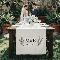 Chemin de table et bannière murale personnalisés pour mariage, décoration de réception en coton et lin personnalisée, décoration de table avec nom personnalisé pour fête