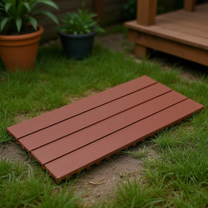 Baldosas de Madera Entrelazadas de 2 Pies, Color Rojo Marrón, de Plástico y Madera Compuesta, para Patio, Terraza, Instalación Rápida - Product Image 2