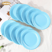 YACHEN 10 pièces/sac Assiettes en papier jetables écologiques et durables de 7 pouces, diverses couleurs, rondes, pour fournitures de fête pour enfants