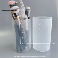 Seau de rangement rétractable simple en plastique transparent anti-poussière portable grande capacité pour pinceaux de maquillage et stylos
