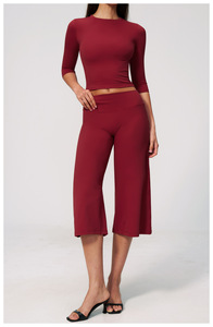 Running <strong>Leggings</strong> Flared Pants Scrubs Woman Shorts <strong>Lace</strong> <strong>Trim</strong> Capri Jumpsuit Shirts <strong>with</strong> Elbow Length Sleeves Gym Wear Blanks - Product Image 2
