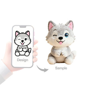 Peluche di Alta Qualità Personalizzato a Forma di Cucciolo di Lupo Sdraiato, Imbottito in Cotone PP Super Morbido, Giocattolo Antistress - Product Image 2