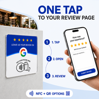 Carte de commentaires Google personnalisée en acrylique OEM avec puce NFC 13,56 MHz pour menu de restaurant sur les réseaux sociaux, mini-plaque étanche