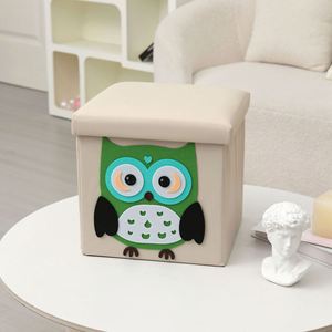 Taburete Plegable de Estilo Japonés y Francés con Caja de Almacenamiento de Juguetes de Animales de Dibujos Animados, Capacidad de Carga para Sala de Estar y Dormitorio - Product Image 4