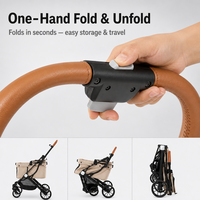 Poussette pour animaux de compagnie à suspension 4 roues, capacité 15 kg, pliage rapide, roues EVA, poignée en cuir PU, grand panier, OEM ODM, logo et couleur personnalisés