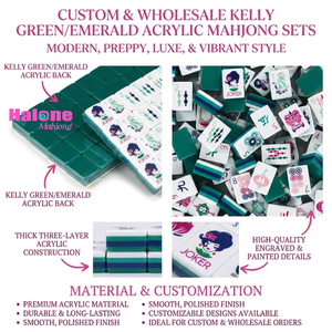 Mahjong Americano de Lujo Moderno en Verde Esmeralda, 160 Fichas, 4 Capas de Acrílico con Grabado Pintado a Mano, para Regalos de Noche de Juegos - Product Image 2