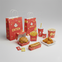 Boîtes à pizza articulées, ensemble d'emballages pour la restauration rapide, boîtes à emporter, frites, hamburgers, ailes de poulet, gobelets, conception de logo, contenants alimentaires jetables