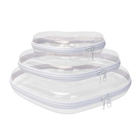 Sacs cosmétiques portables en PVC transparents personnalisés avec logo en forme de cœur JOYSUN, fermeture éclair, trousse de toilette personnalisée avec poignée