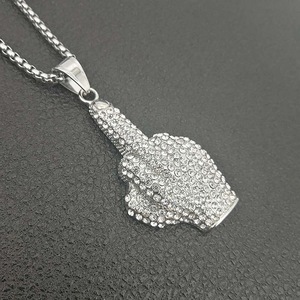 Uomini di modo 18k Placcato Oro Dei Monili Iced Out Hip Hop Pugno Rhinestone Della Cz di Cristallo Del Pendente Della Collana - Product Image 4