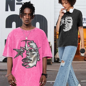 T-shirt décontracté surdimensionné à manches courtes pour homme, style vintage hip-hop streetwear, avec motif graphique, effet délavé, anti-plis et respirant - Product Image 3