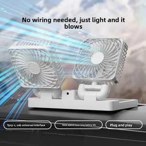Nouveau mini <span class=keywords><strong>ventilateur</strong></span> portable 5V <span class=keywords><strong>USB</strong></span> à interface universelle pour camions de grande taille, double tête, à énergie solaire, moteur sans balais, 3 vitesses - Product Image 3