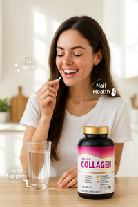 Comprimés de collagène marin hydrolysé de force maximale de 2700mg avec supplément d'acide hyaluronique de peptides de kératine de biotine de vitamine E - Product Image 4