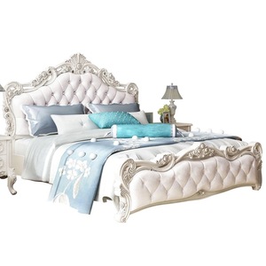 Tempat tidur mewah gaya Eropa antik tempat tidur gaya tradisional Eropa kulit diukir kayu seksi furnitur tempat tidur - Product Image 3